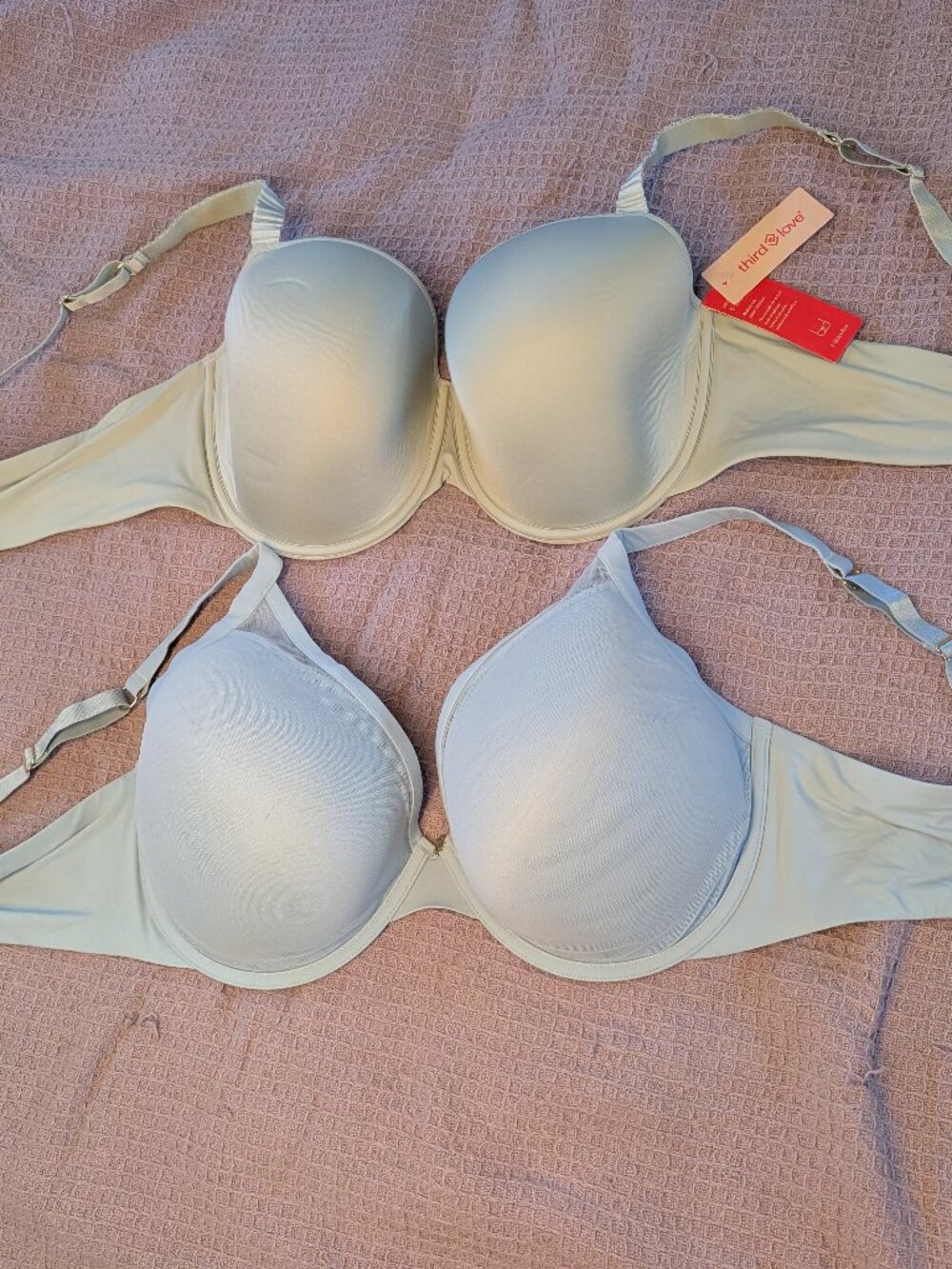 ThirdLove 40E Bra Lot of 2 – Mist T-Shirt + Frost Uplift Plunge – NWT/Excellent